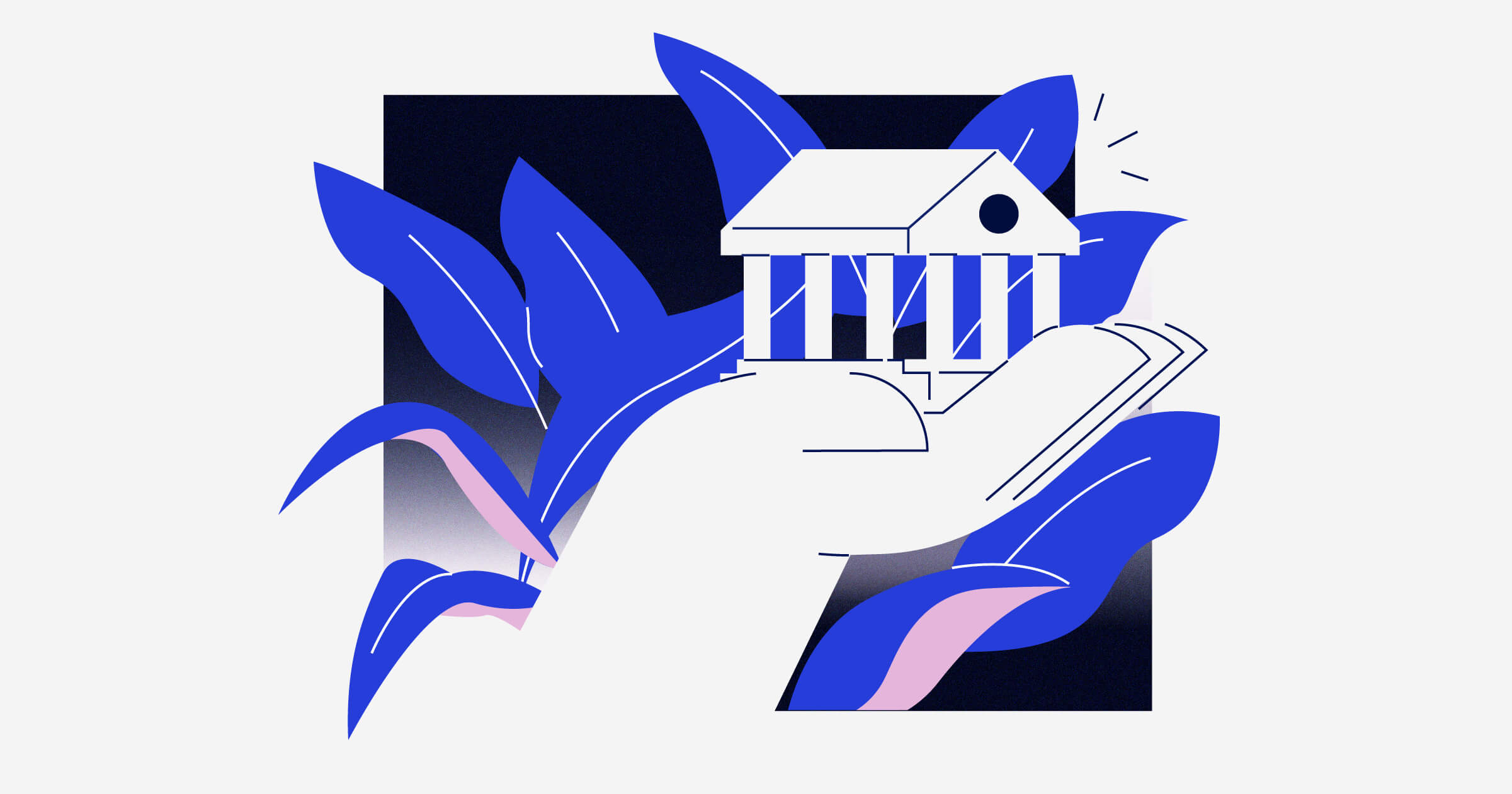 Illustration of a hand holding a bank