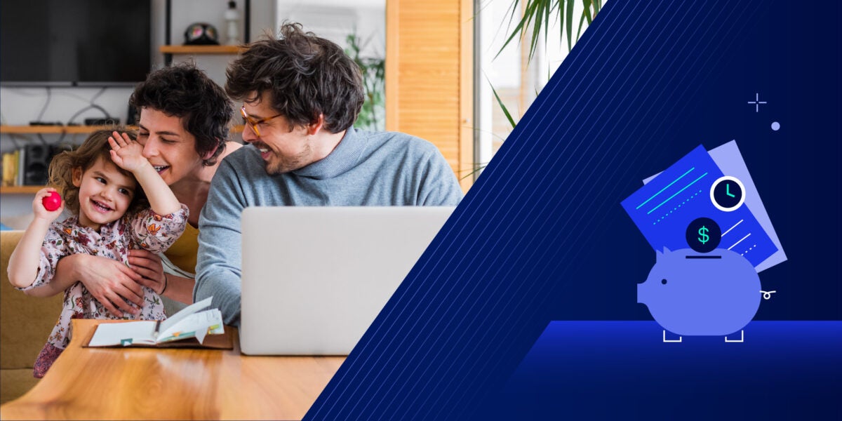 Photograph of a family closing a mortgage loan remotely