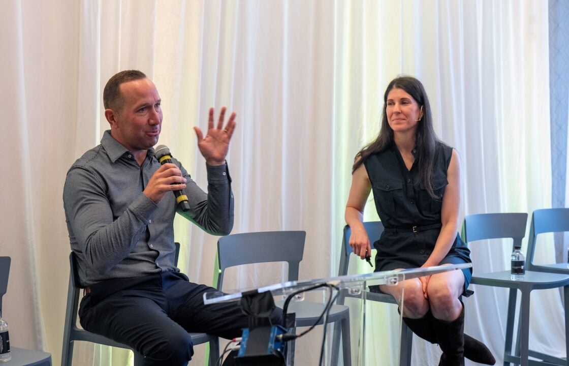 California Credit Union's Jason Pugh and Blend's Sara Maaske at their Future Branches session, 