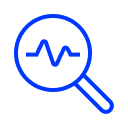 Magnify glass with graph line in the glass