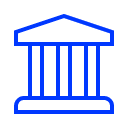 Blue outline of bank icon