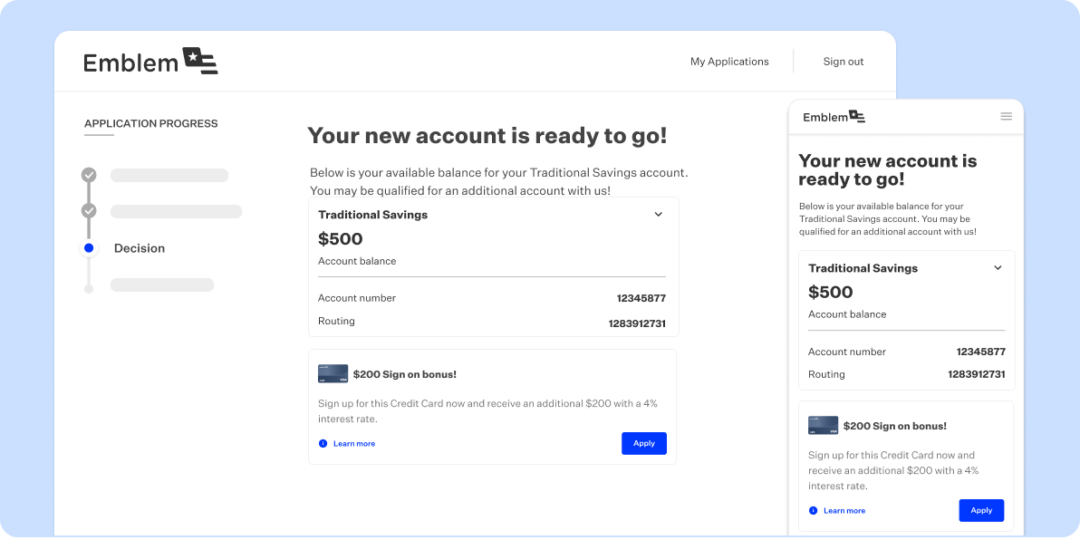 Light blue rectangular card featuring product screenshot of cross-sell