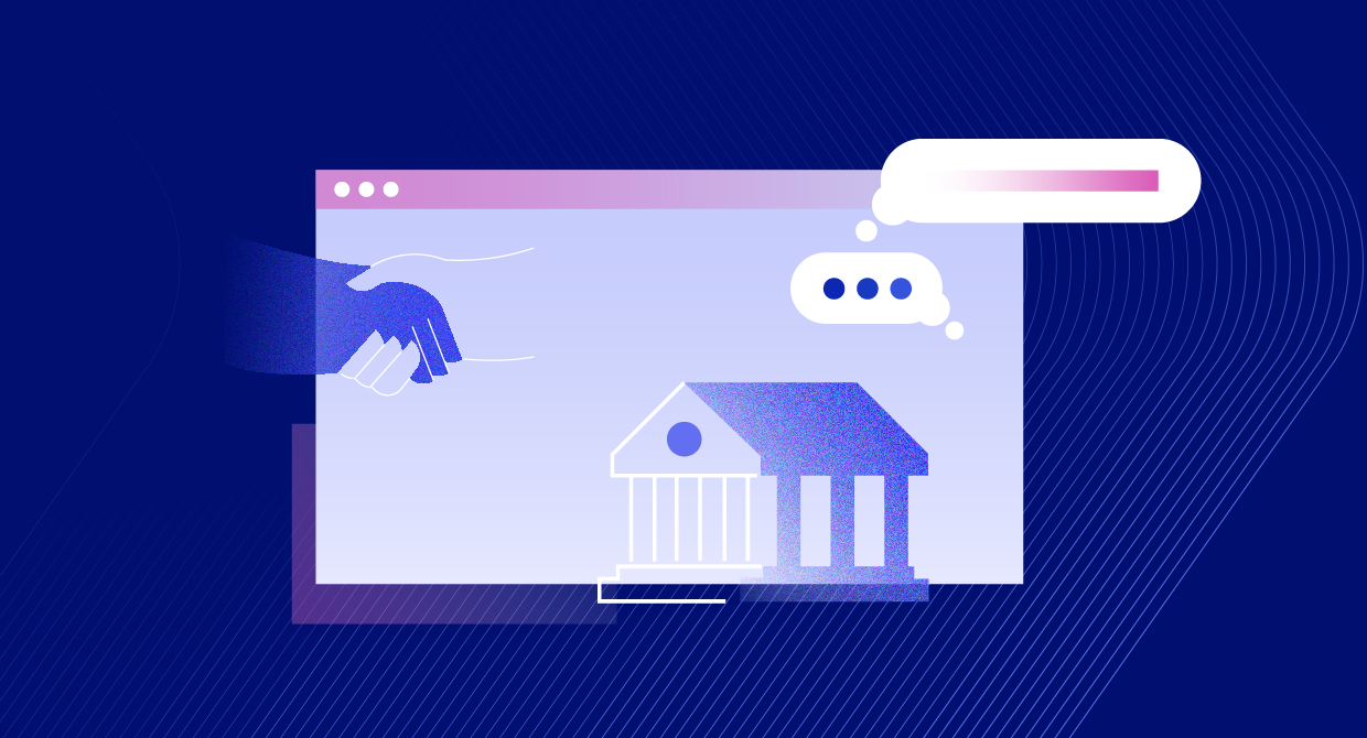 Illustration of browser window with two hands shaking