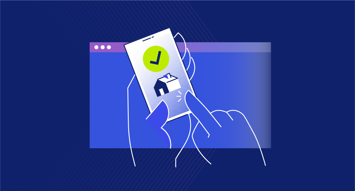 Illustration of a mobile phone with a home on it