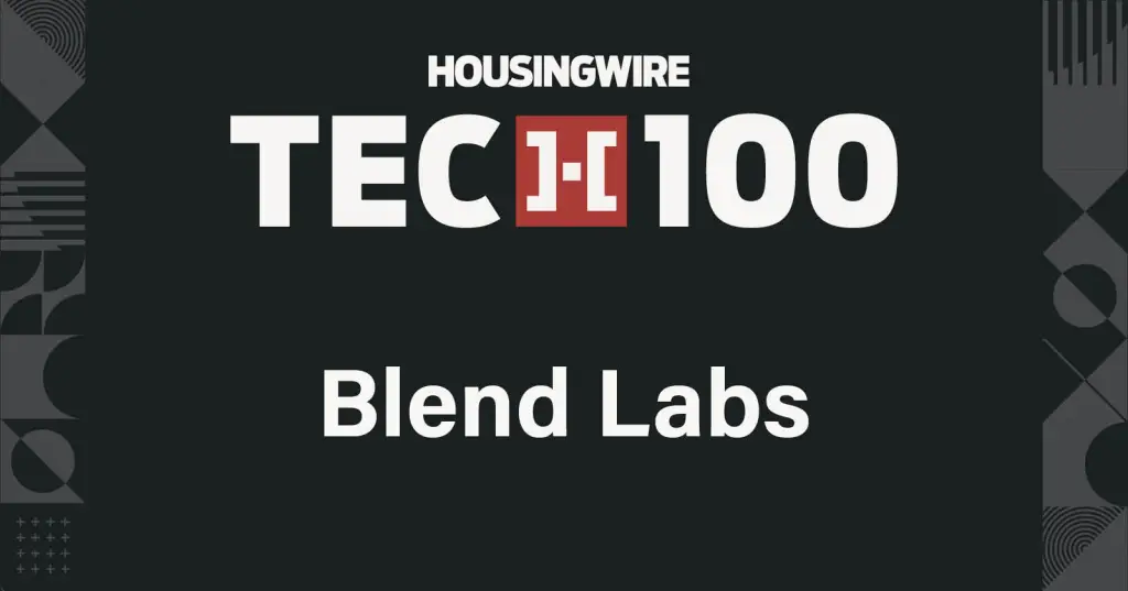 Black rectangular card with white text that reads HOUSINGWIRE TECH100 Blend Labs