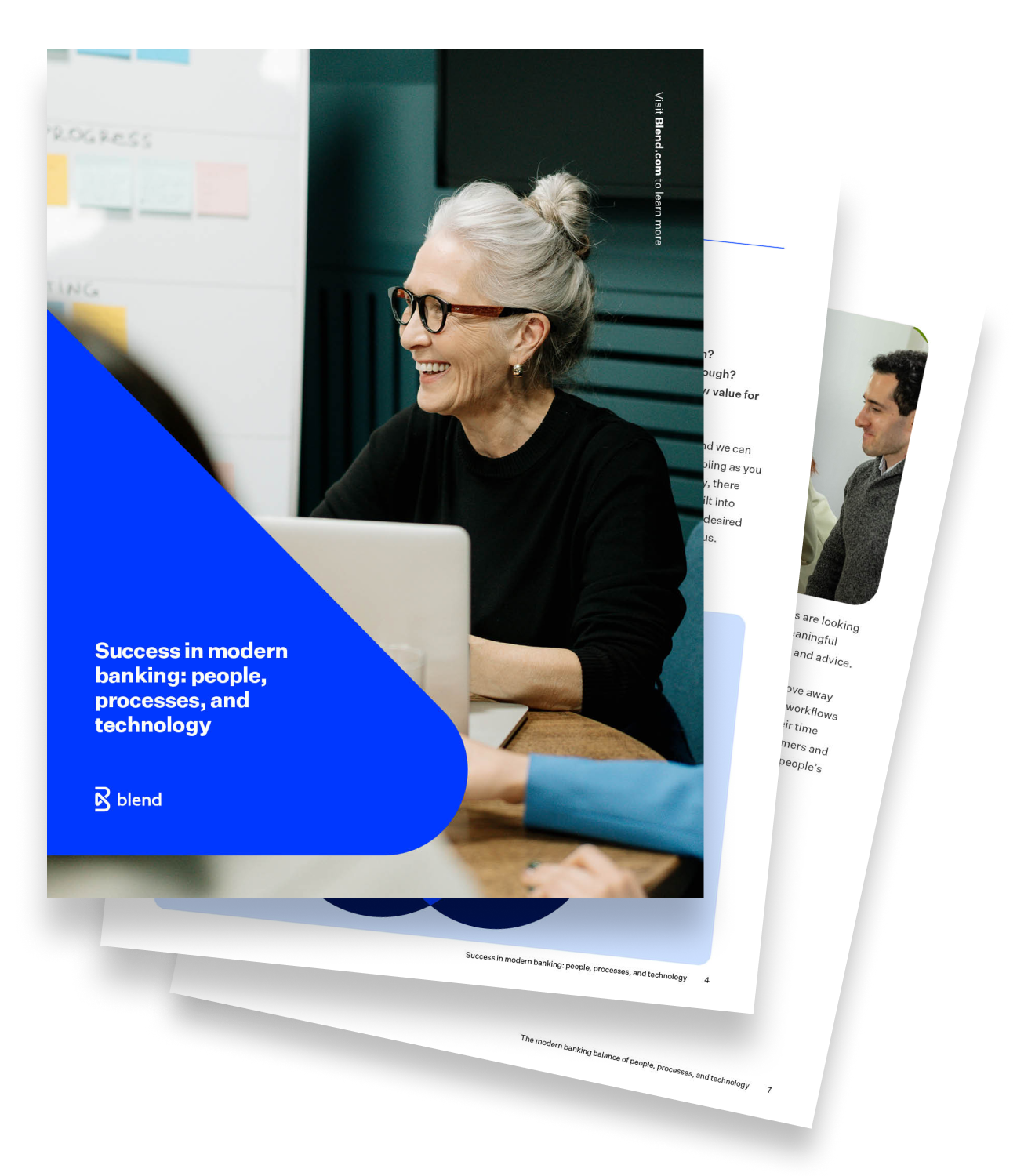 Fanned out image of success in modern banking: people, processes, and technology ebook