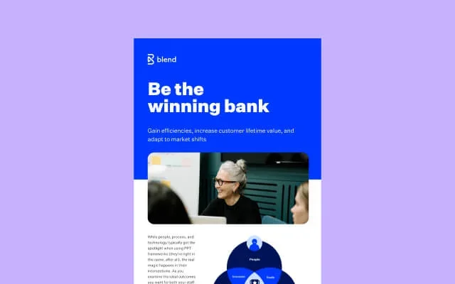 Purple rectangular card featuring preview of Be the winning bank infographic