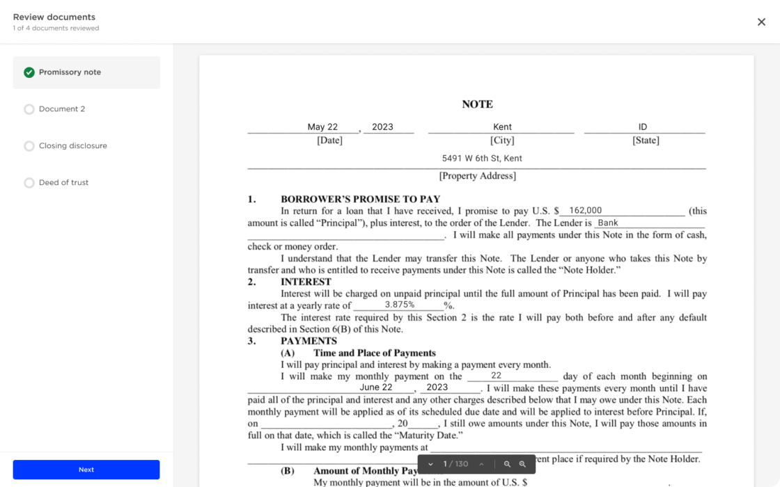 Close signing document