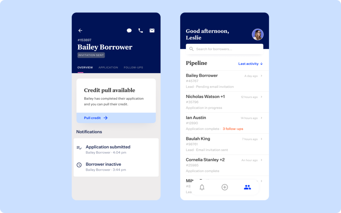 Light blue rectangular card featuring LO Mobile app product screen